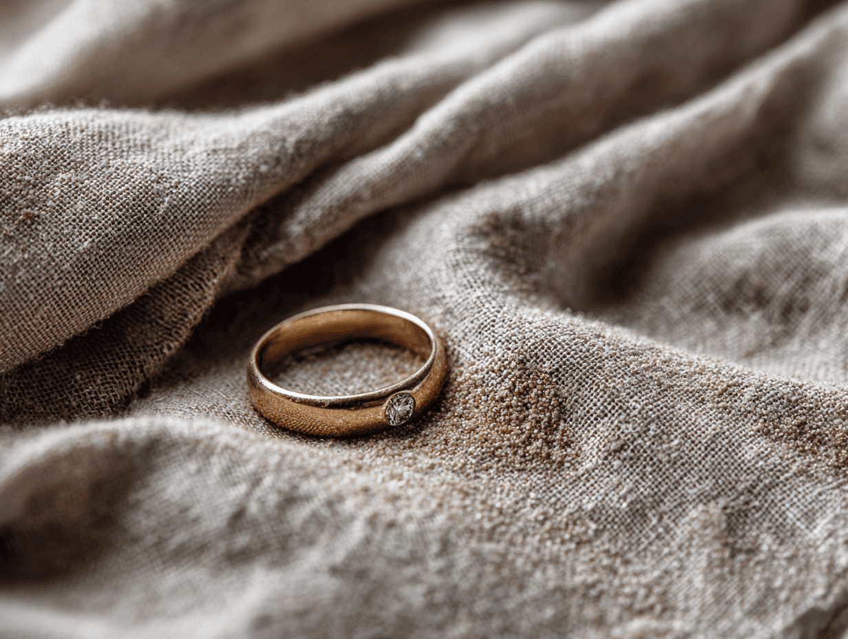 Soft jewelry pieces arranged on natural textile