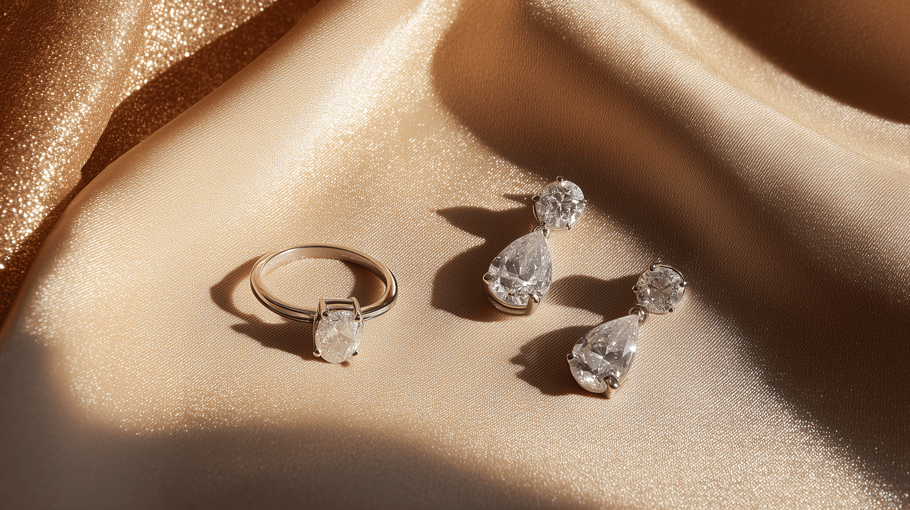 Ring and necklace on sand
