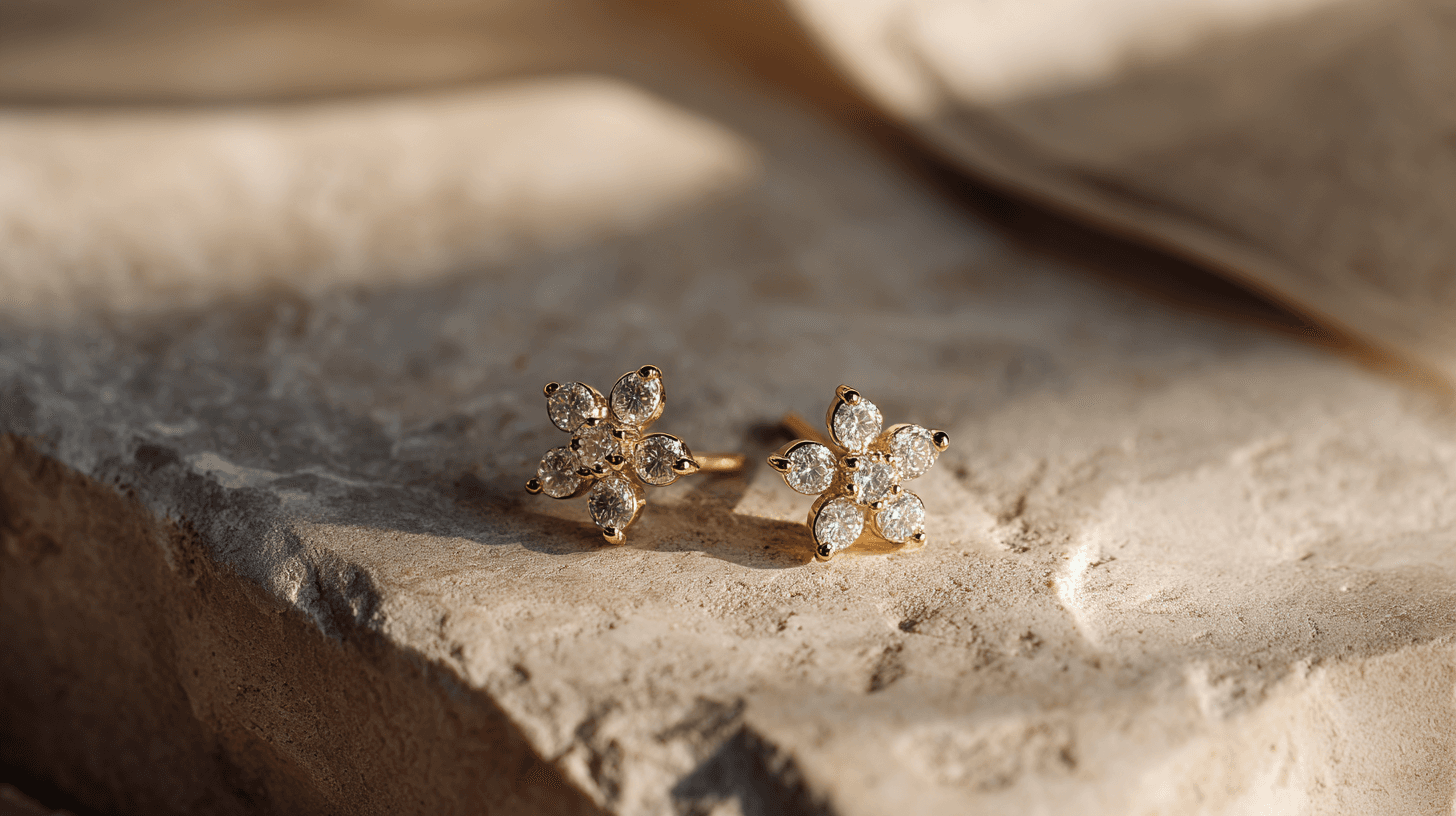 Jewelry earrings on natural stone