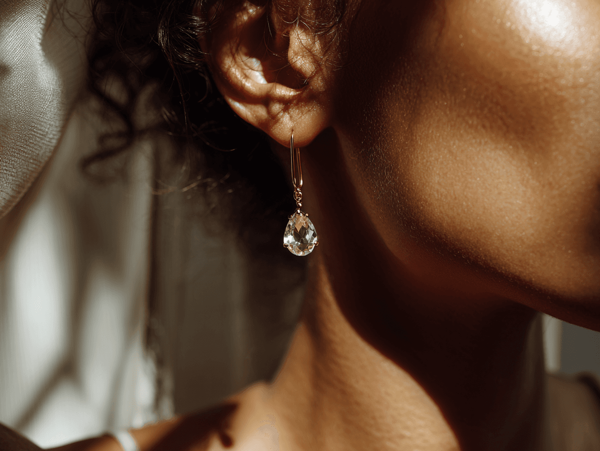 Close-up of diamond earring showcasing exceptional craftsmanship